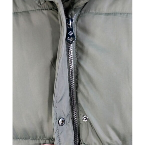 Womens Big Chill Long Puffer Coat W/Removable Hood Faux Fur Trim Medium Green - Picture 8 of 13